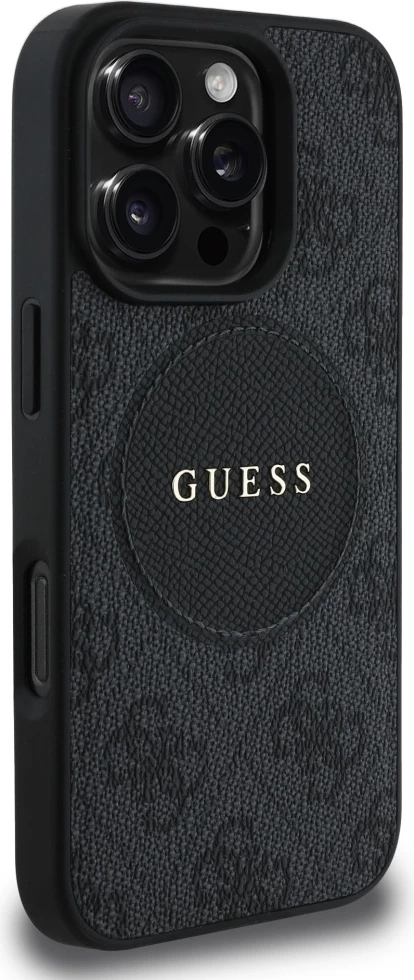 Mbështjellës Guess 4G Circle Classic Logo MagSafe për iPhone 16 Pro Max, zi