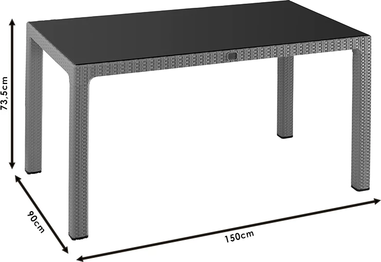 Sipërfaqe Tavoline Explore me mbrojtje UV PP ngjyrë kapuçino 150x90x73.5cm