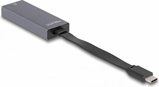 Adapter DeLOCK USB-C në LAN 2.5 Gigabit (RJ-45), slim, 0.09 m, gri