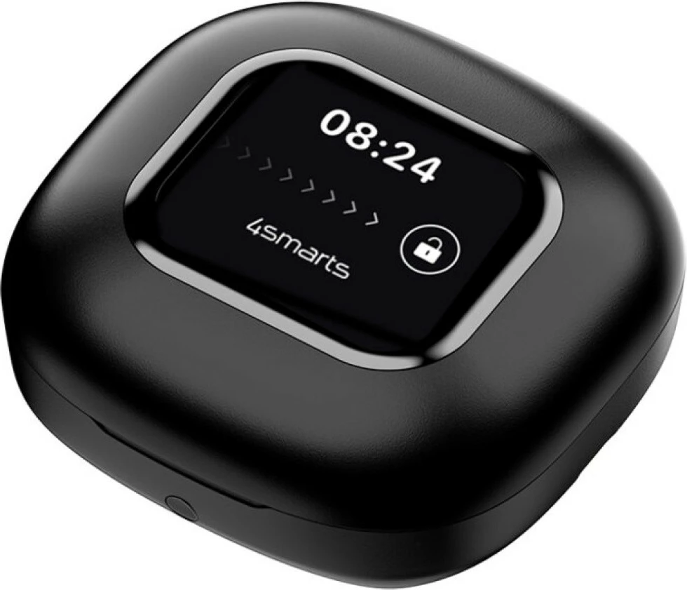 Kufje Bluetooth 4smarts SkyBuds OWS KAT07418, Bluetooth 5.4, ekran AI në kuti, kapëse veshi, kohë pune 28h, të zeza