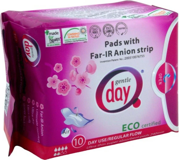 Peceta higjienike Gentle Day With Far-IR Anion Strip për femra, 10 copë
