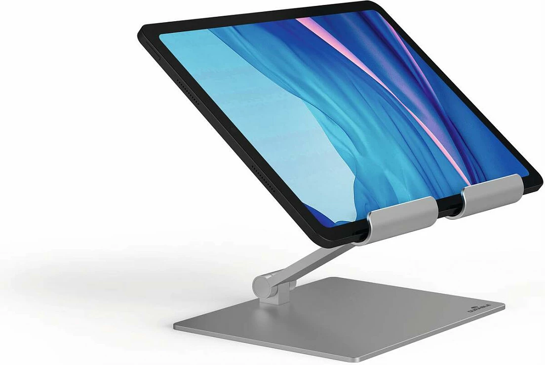 Mbajtëse për tablet Durable TABLET STAND RISE 894023, deri 13", e palosshme, alumini, argjend