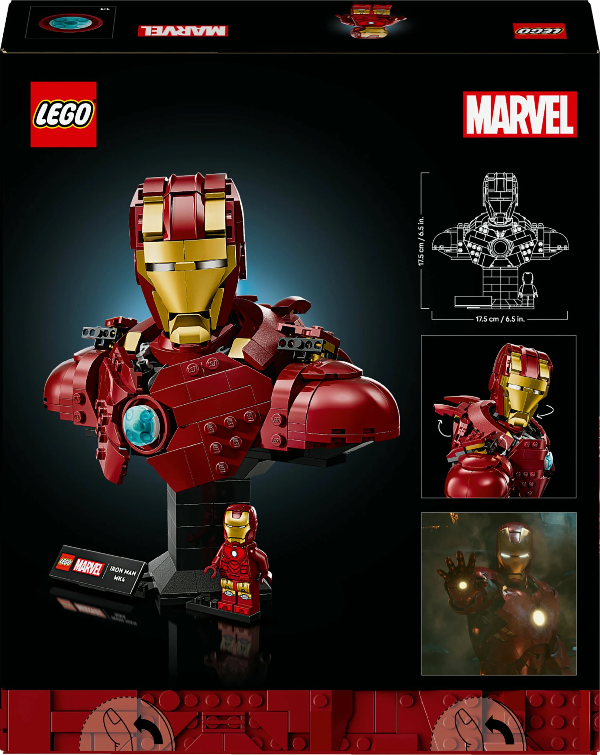 Set LEGO LEGO Marvel Bust of Iron Man MK4 76327, 436 pjesë, kuqe/ari