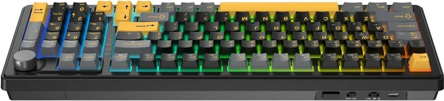 Tastierë gaming White Shark Excalibur, mekanike 98%, RGB, Hot-Swap KTT Wine Red, wireless/USB-C, black-grey