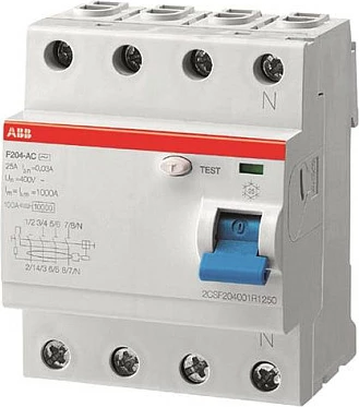 Ndërprerës diferencial ABB Compact-Fi F204A-40/0,3, 4P 40A 300mA, multikolor