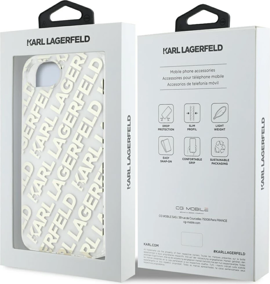 Mbështjellës Karl Lagerfeld IML Repeat Logo për iPhone 16e, Gold