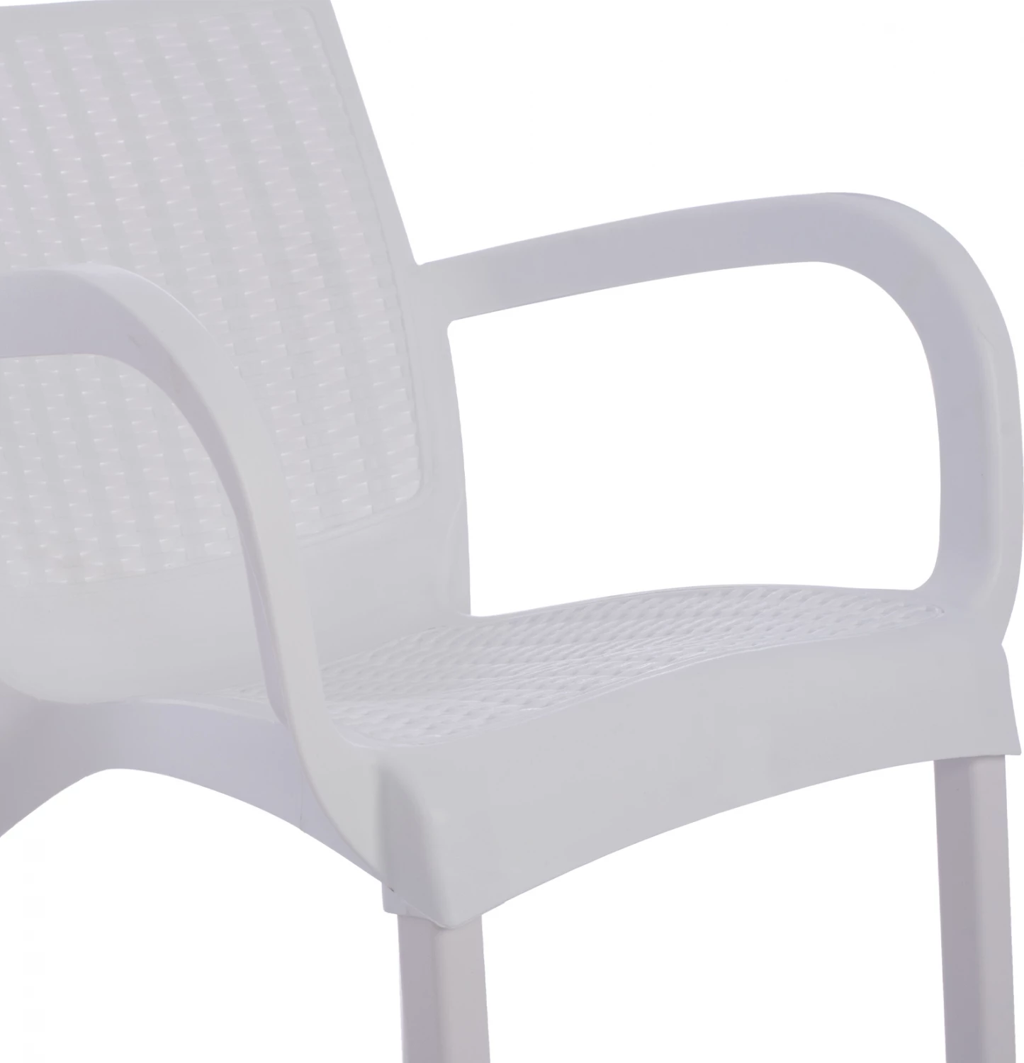 Karrige e bardhë polipropileni rattan, këmbë alumini, FH5591.01, 60x60x82 cm