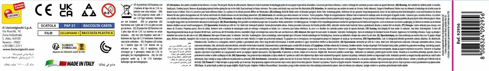 Projektor vizatimi, Lisciani Disney Princess 304-92956, LED, 32 imazhe + 8 markera, rozë, set