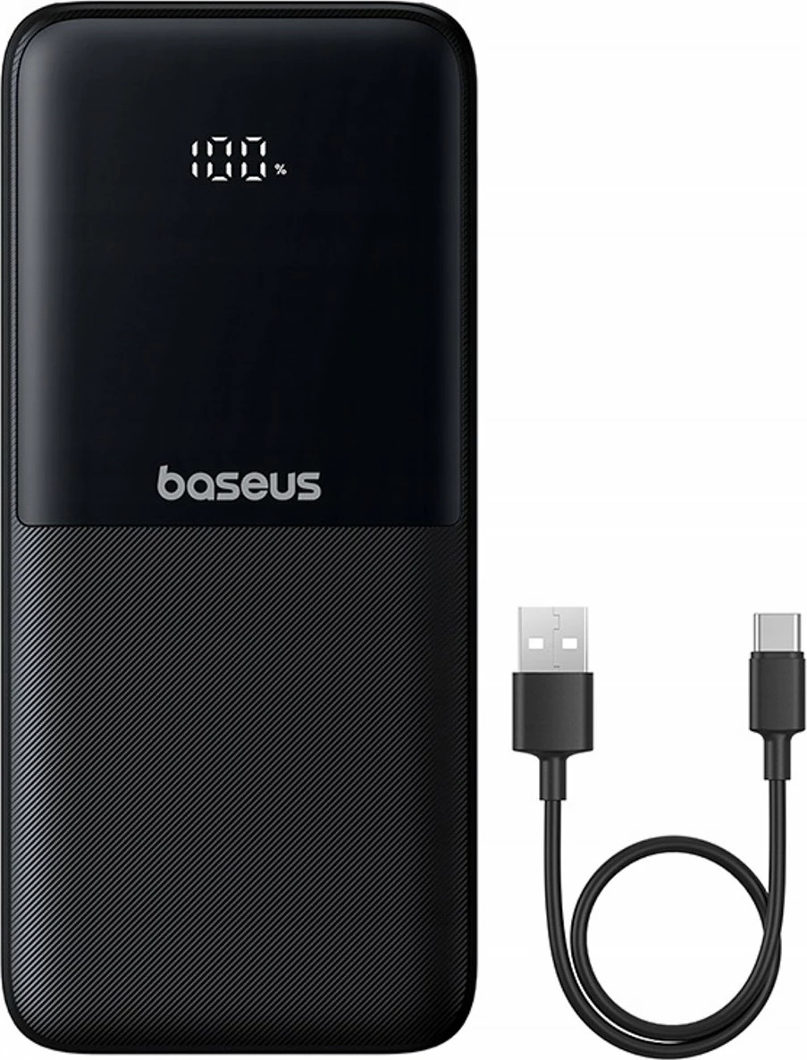 Powerbank Baseus Lipow 10000mAh 22.5W me ekran, me kabllo të integrume + kabllo USB-A në USB-C 0.2m, i zi