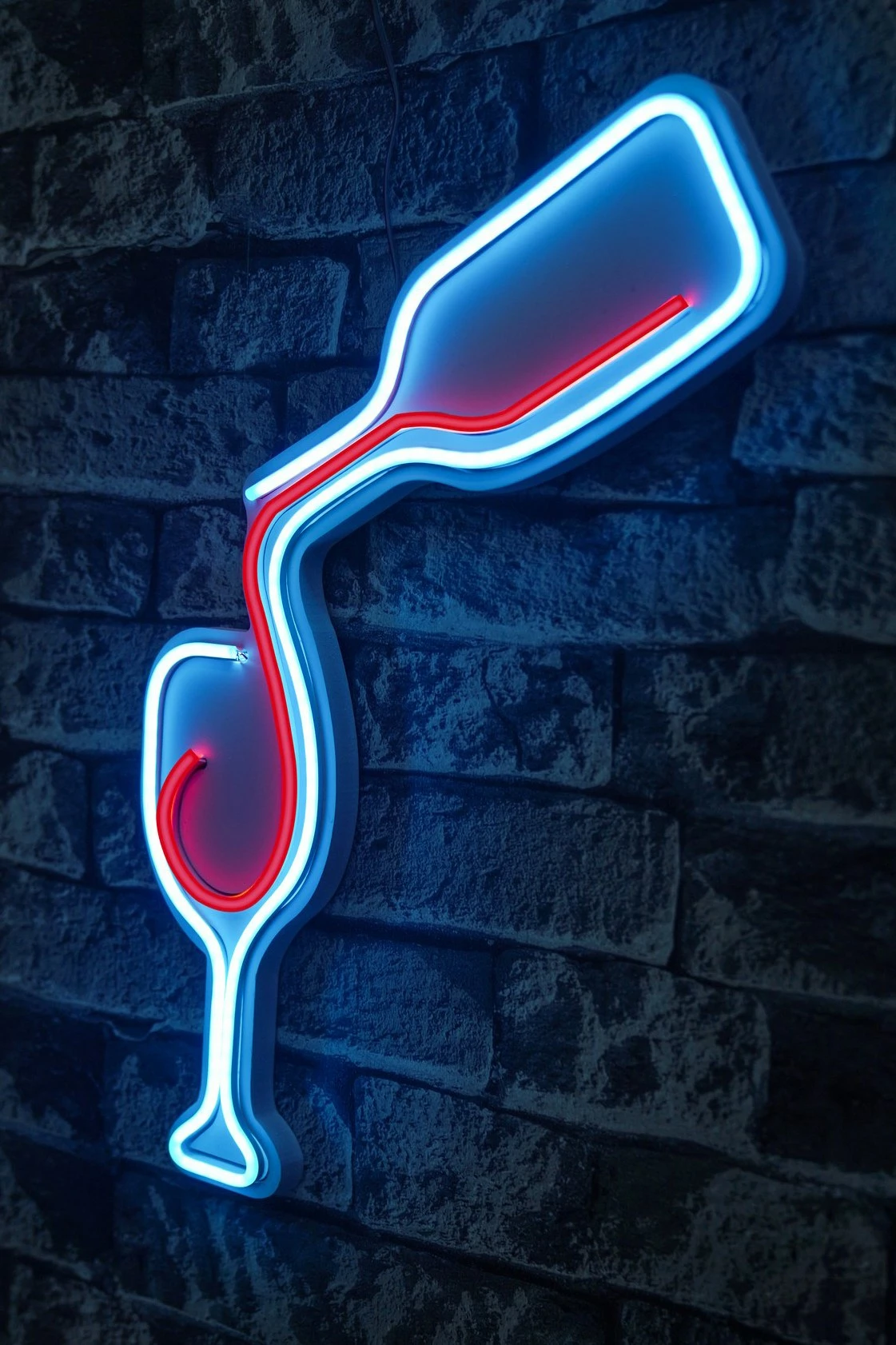 Dritë dekorative LED plastike, formë shishe vere dhe gotë, ngjyrë kaltër dhe e kuqe