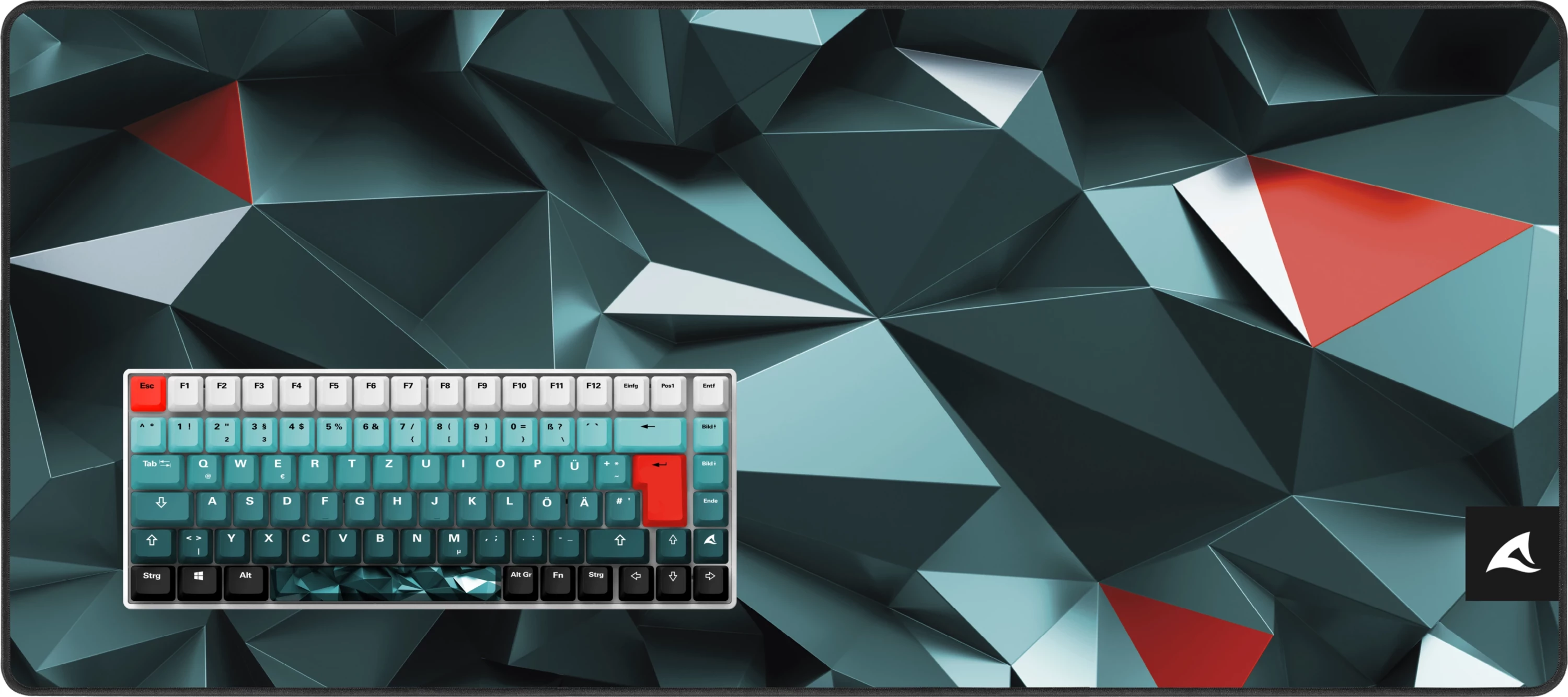 Tastierë mekanike Sharkoon SKILLER SGK50 S3 Design Bundle D1, mauspad i madh, gri/jeshile/kuqe