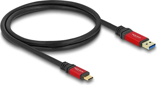 Kabllo USB DeLOCK USB-A te USB-C, 1 m, USB 3.2 Gen 2, 10 Gbps, kuqe/zi