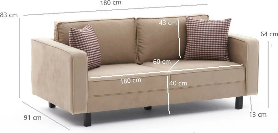 Divan dy ulëshe Atelier del Sofa, kadife krem