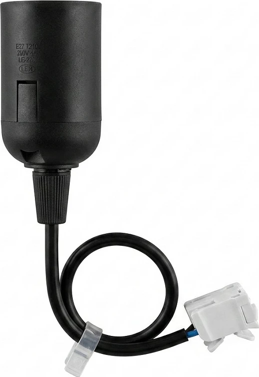 Fasungë për llambë E27 Synergy21, adapter me kabllo, e zezë