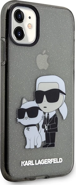 Mbështjellës Karl Lagerfeld KLHCN61HNKCTGK për iPhone 11/XR 6.1", Glitter, i zi