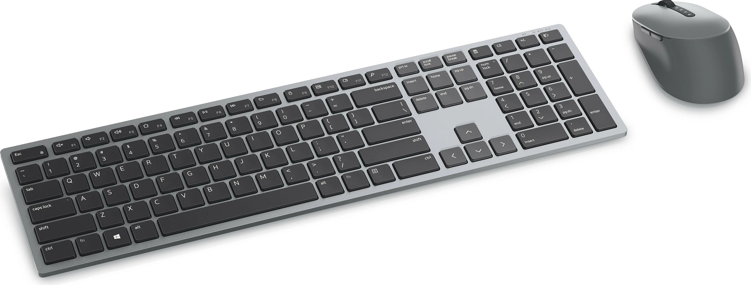 Tastierë dhe Maus wireless Dell Pro Plus KM7321W, QWERTY US International, full-size, RF + Bluetooth, Gri/Titanium