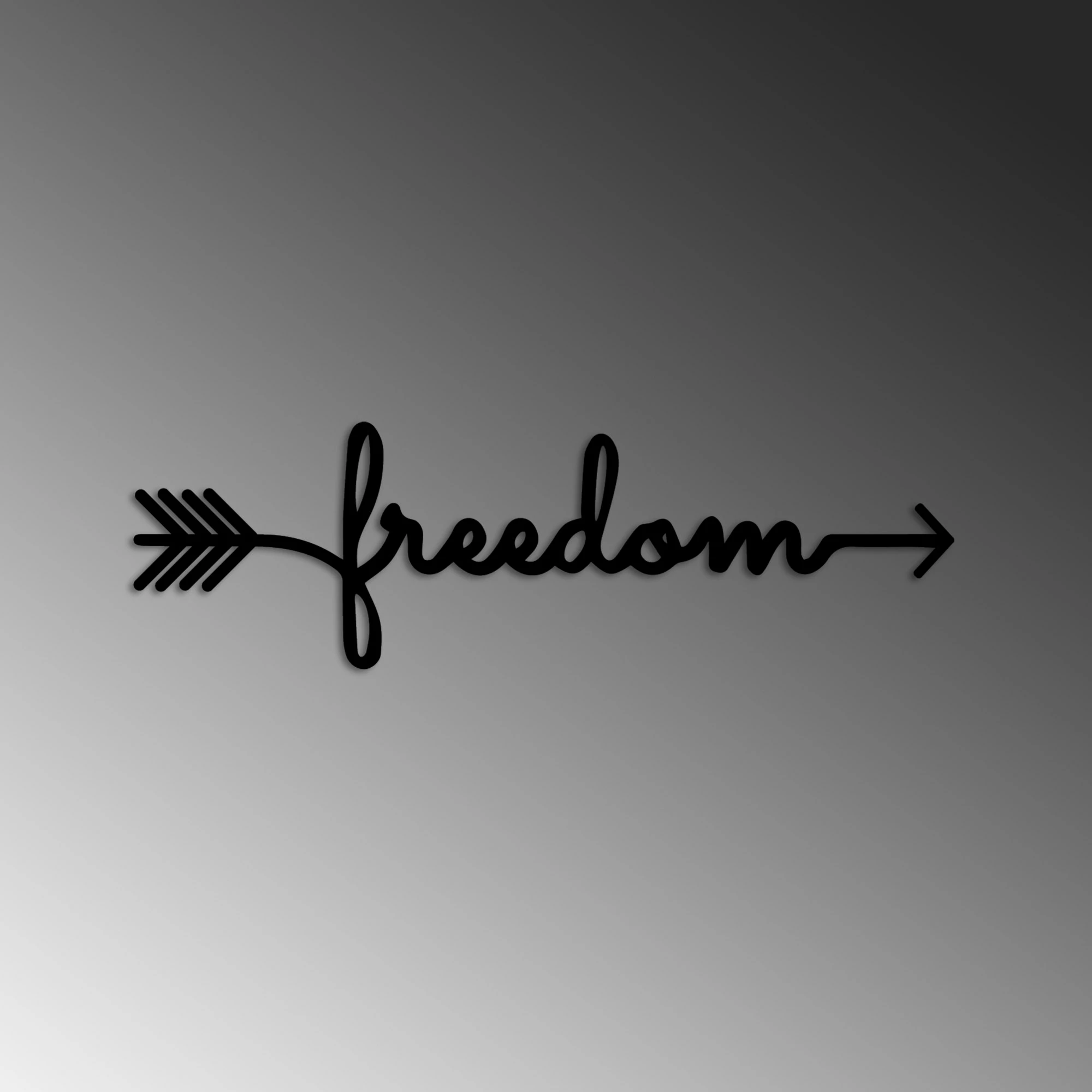 Aksesor muri dekorativ prej metali, Wallity, Freedom, ngjyrë e zezë, 62x19cm