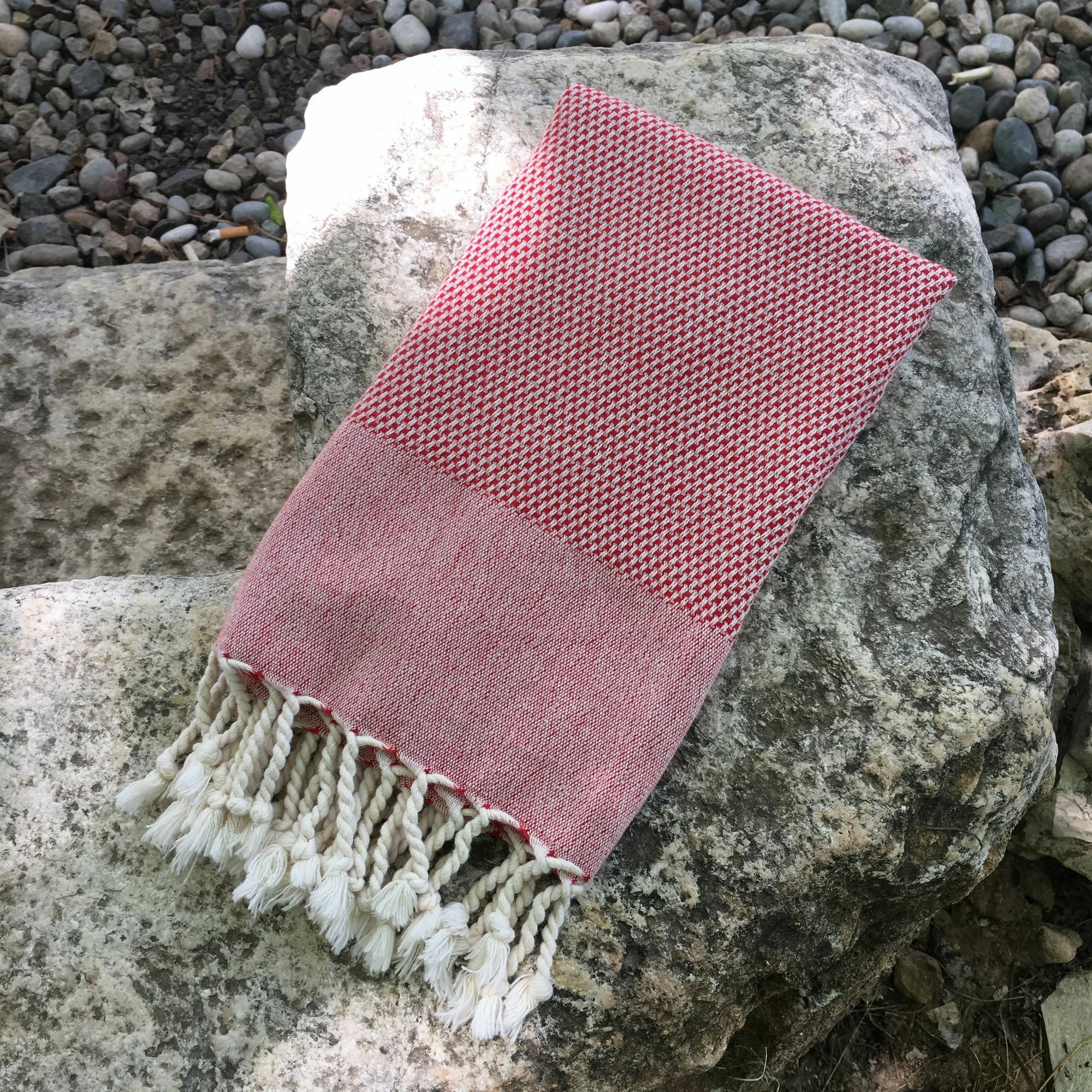 Peshqir plazhi Fouta Mijölnir, retro, i kuq, 60x110cm