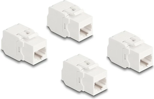 Modul keystone RJ45 DeLOCK 86051, Cat6a UTP, LSA, paketë 4 copë, i bardhë