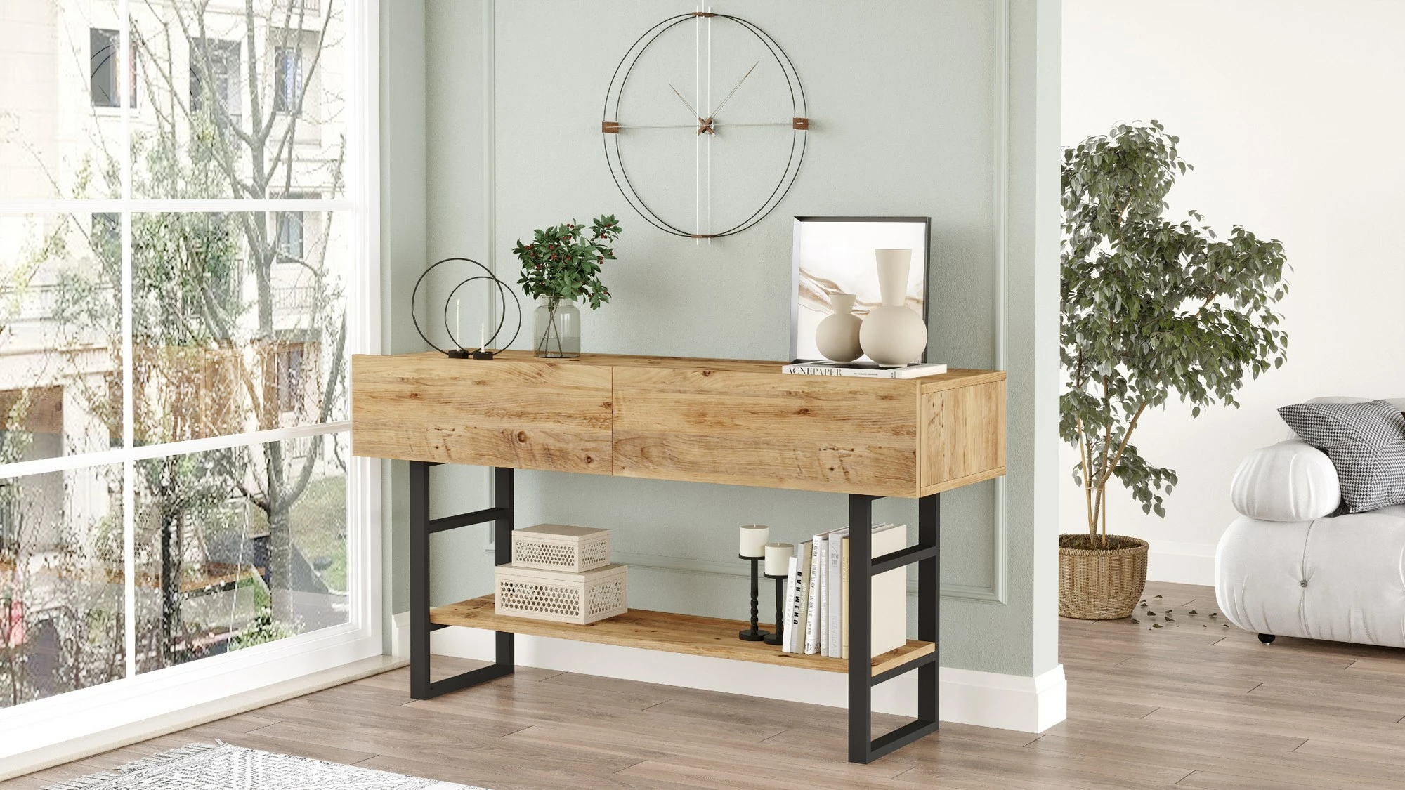 Komodë hyrëse Hanah Home, ngjyrë Atlantic Pine, Ml23-A, 138.8x75.7x43 cm