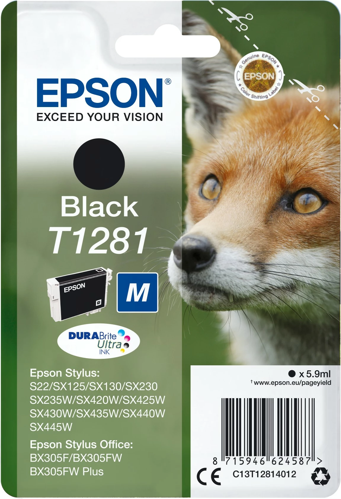 Toner Epson Fox T1281 DURABrite Ultra, 5.9ml, e zezë