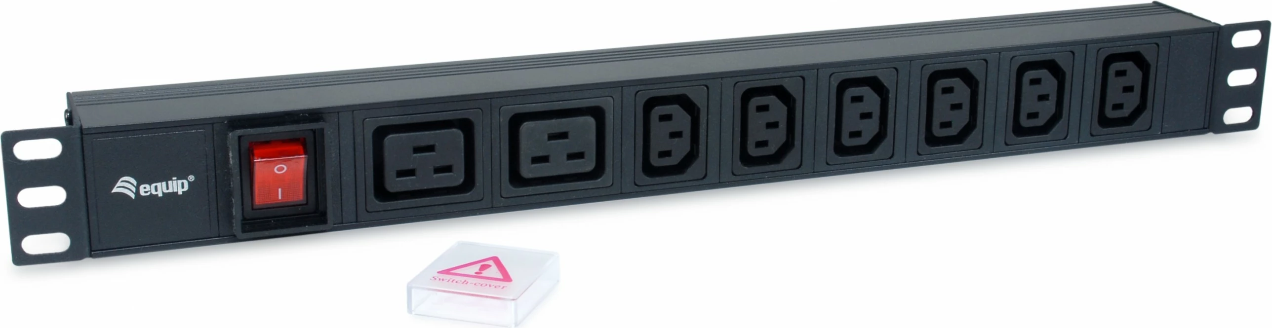 PDU Equip 8-portë, 6x C13 + 2x C19, 1U, alumini, zi
