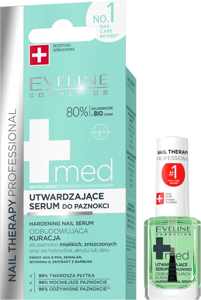 Serum për thonj Eveline Cosmetics Nail Therapy Professional Med+ Hardening për femra 12ml