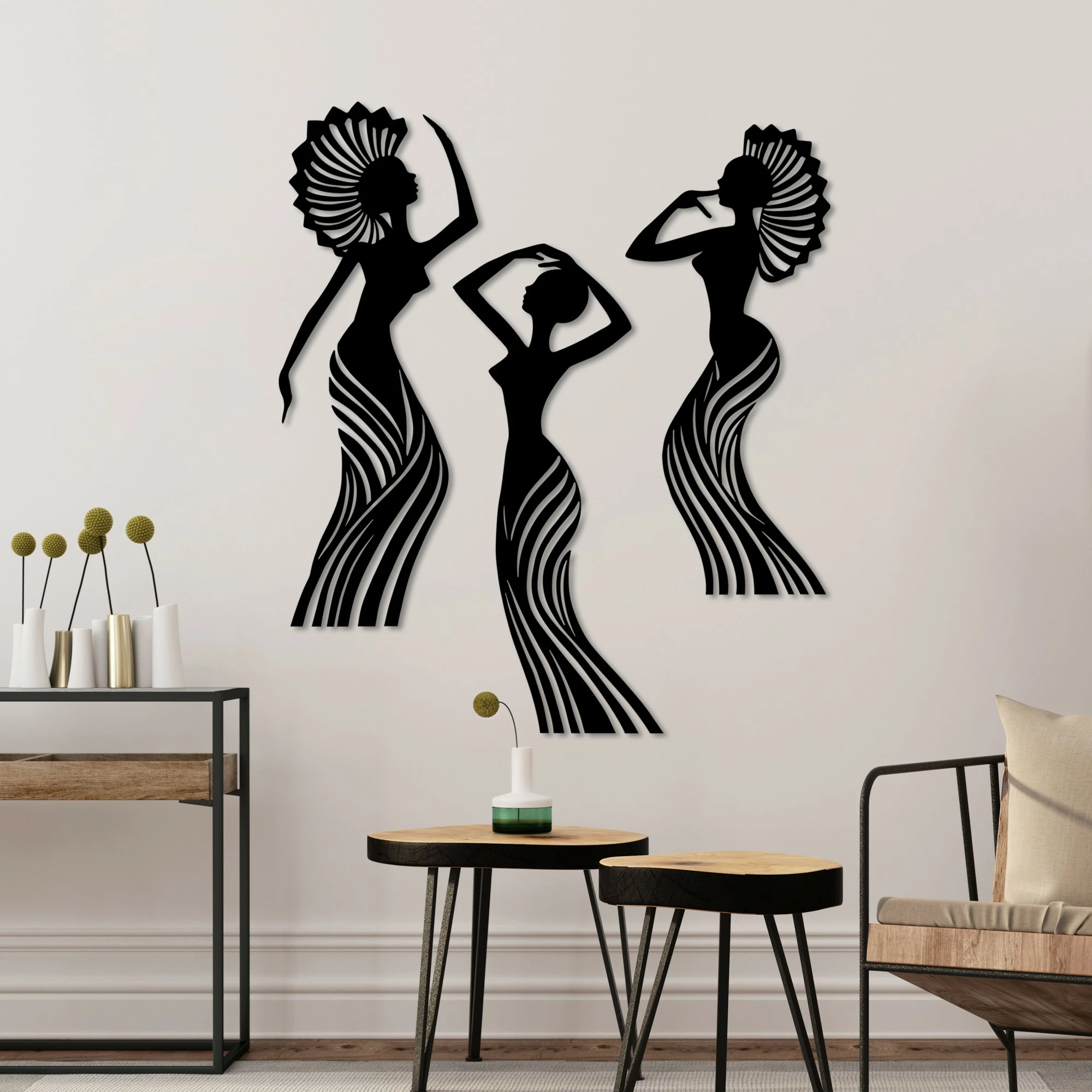 Set dekorativ metalik (3 copë), Wallity, valltare afrikane
