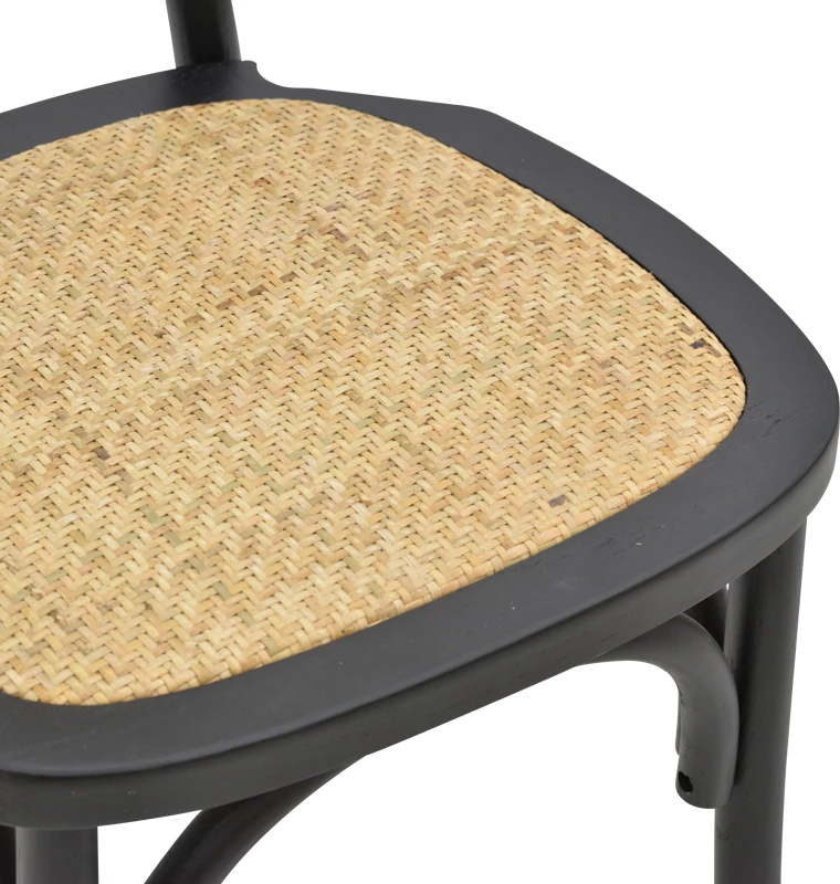 Karrige e grumbullueshme Zoel dru ahu e zezë dhe ratan natyral 45x52x82cm