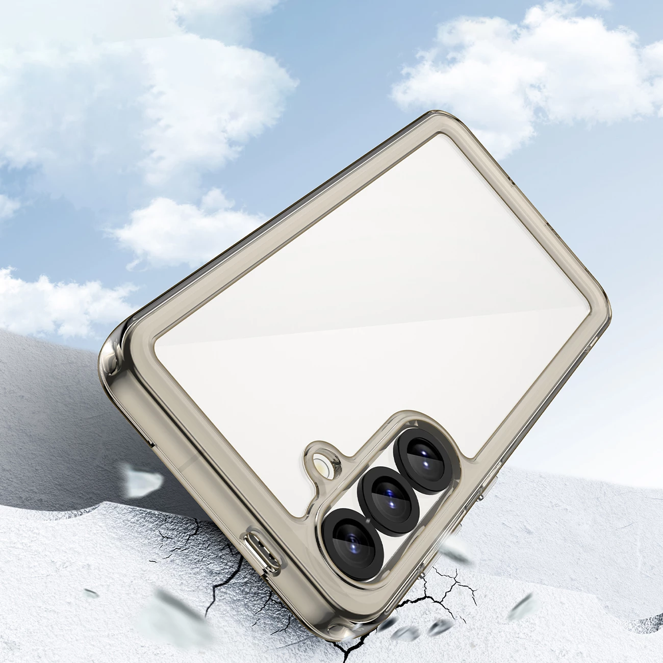 Mbështjellës Hurtel Outer Space Case për Samsung Galaxy S25 Edge, gjysmë-transparent, i zi