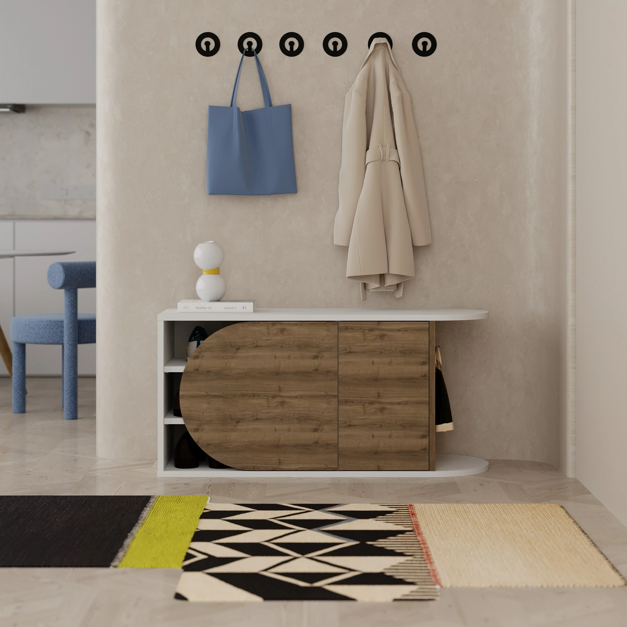 Dollap këpucësh Skye Decor, Nova, ngjyrë Hitit dhe e bardhë