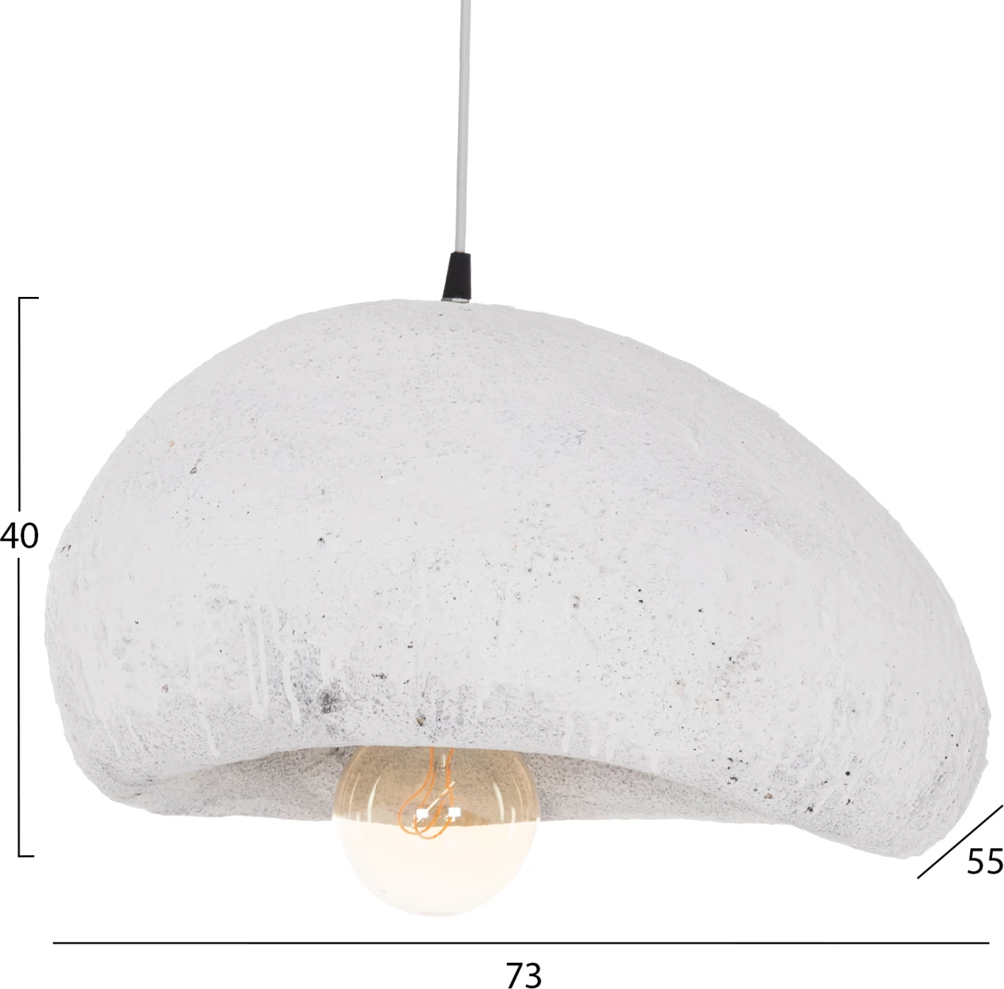 Llambë tavani varëse, pamje guri, STONER (L), e bardhë, FH4419.02, 73x55x40cm