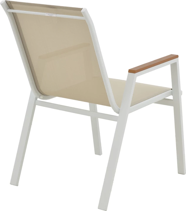 Tavolinë me karrige Synergy-Azelie set prej 3 copë ngjyrë e bardhë alumini dhe dru i përpunuar ngjyrë natyrale 80x80x74cm