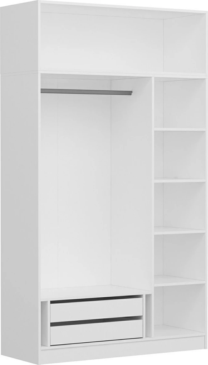 Dollap garderobe, ngjyrë e bardhë, Skye Decor, 3 kapakë, 2 sirtarë, 135x52x255 cm