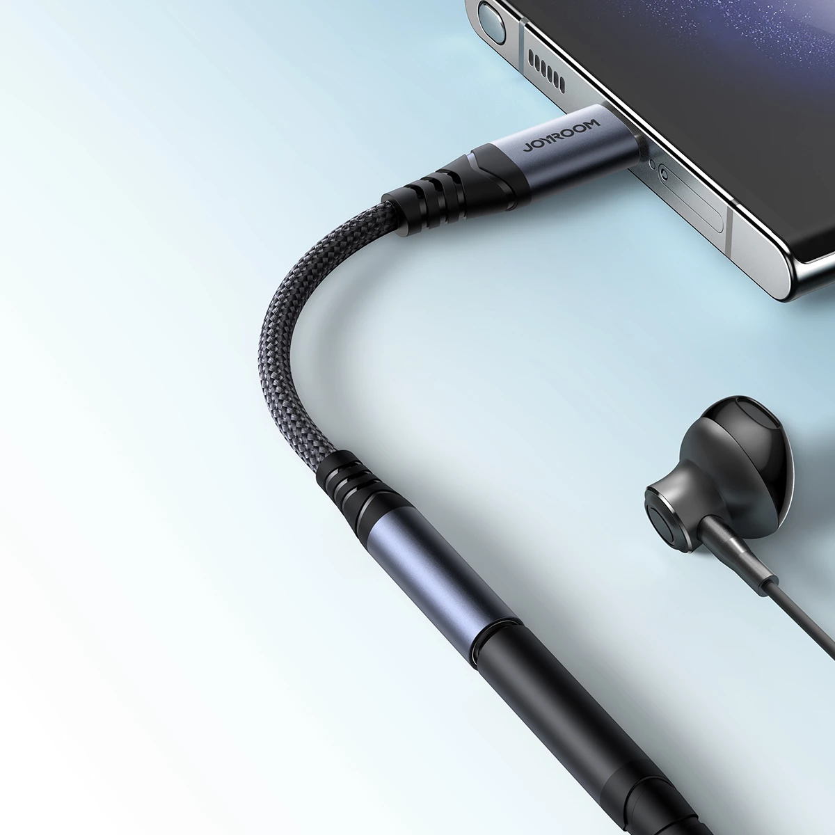 Adapter audio, Joyroom SY-C01, USB-C në 3.5 mm me DAC dhe USB-C pass-through 60W, e zezë