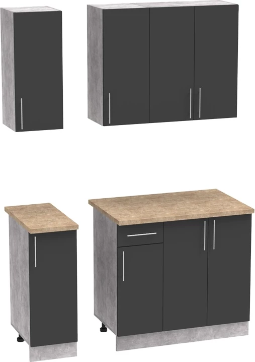 Njësi kuzhine Festa II melamine, ngjyrë gri e errët dhe sipërfaqe tavoline ngjyrë sonoma, 120x60x85cm