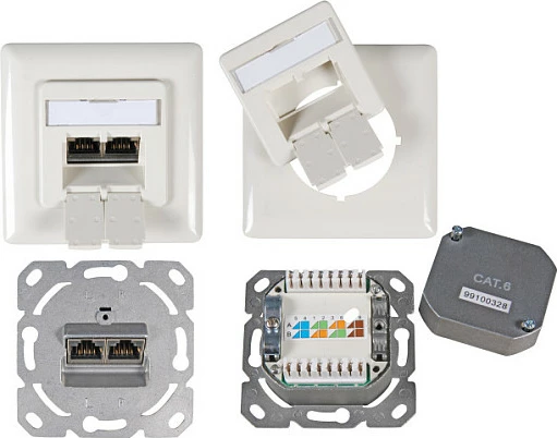 Prizë rrjeti EFB Elektronik Datendose Cat6 250MHz, 2xRJ45, nën suva, e bardhë