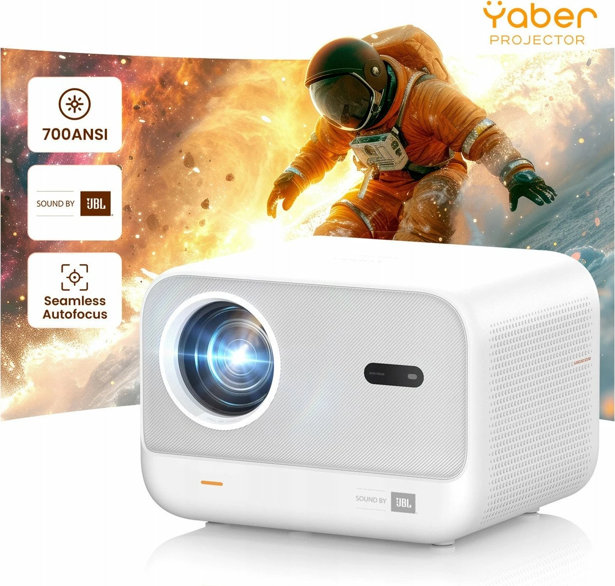 Projektor Yaber L2s Full HD 1080p 700 ANSI, WiFi 6, Bluetooth, JBL 16W, i bardhë