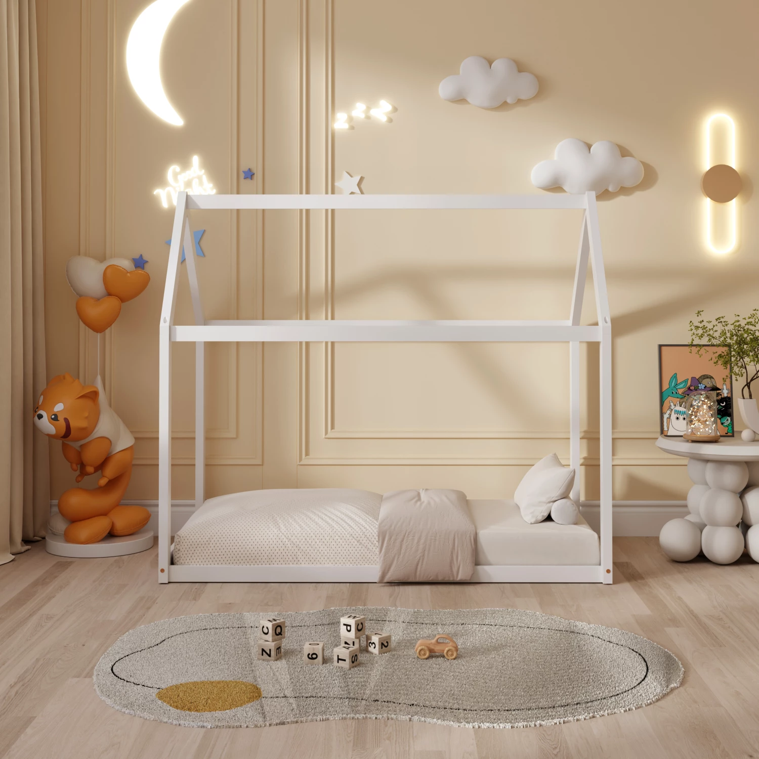 Krevat për fëmijë PEPE FH677.03 t.MONTESSORI dru pishe i bardhë - 190x90cm