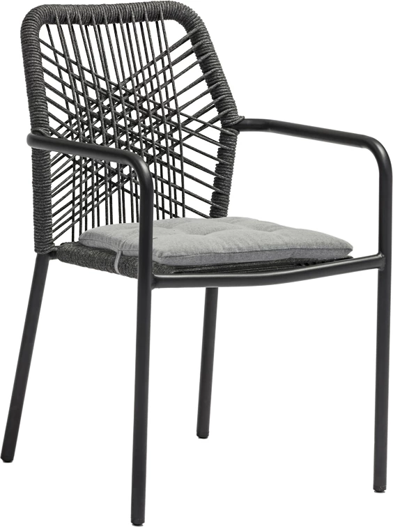 Set tavoline me karrige për terasë, alumini, litar, ngjyrë antracit, Kherson-Kliton, 150x80x74cm, 7 copë