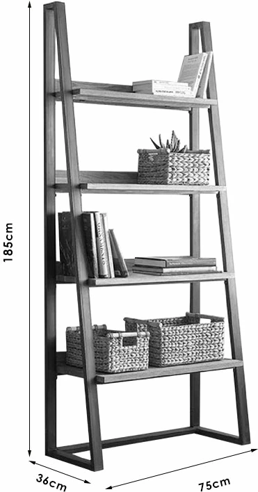 Raft librash Ryder, ngjyrë arre e zezë, 75x36x185cm