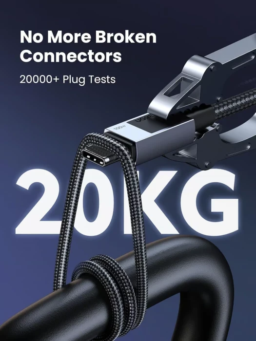 Kabllo karikimi USB-C në USB-C UGREEN 35985, 100W PD 3.0, 0.5m, e thurme (nylon), e zezë/gri