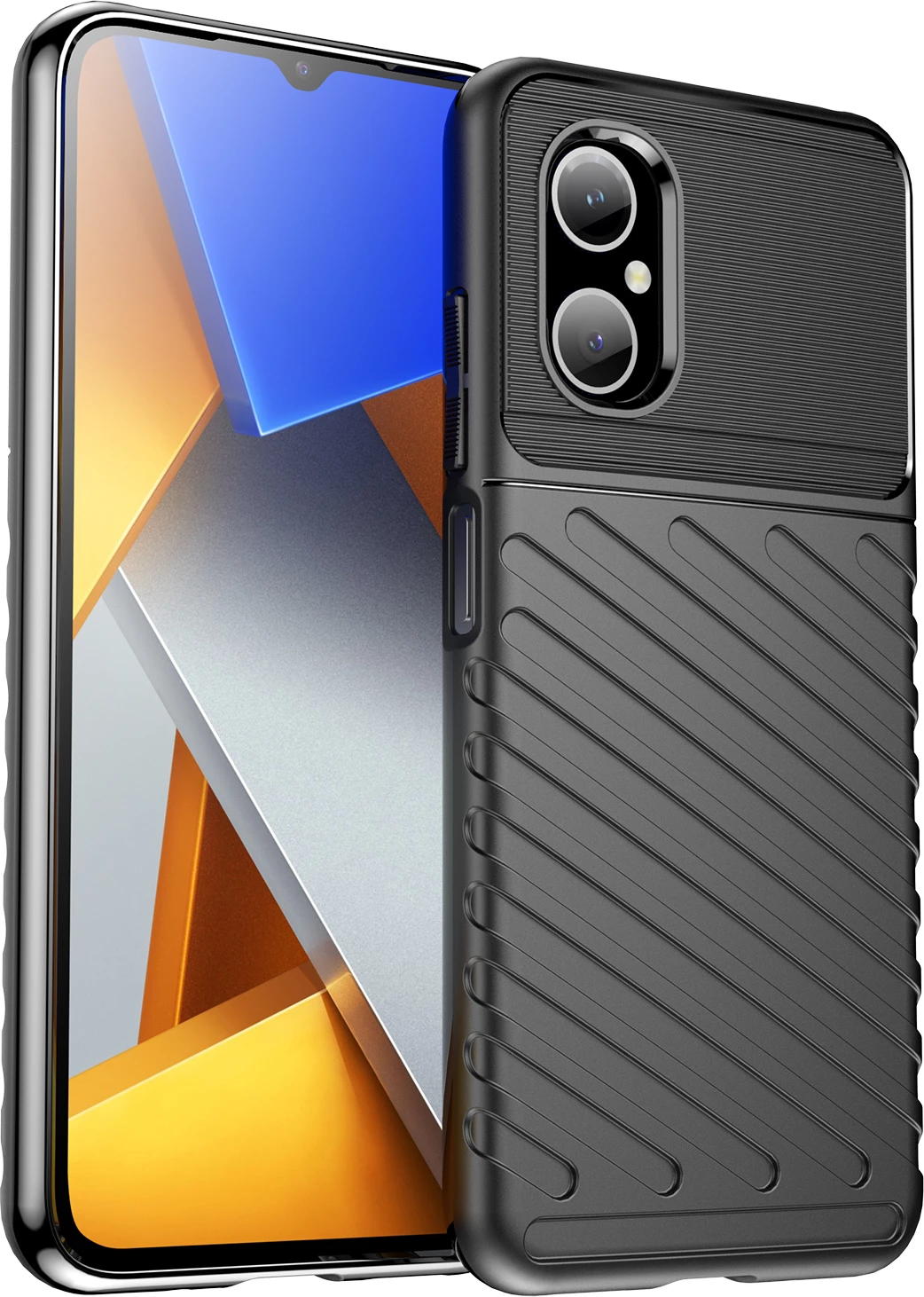 Mbështjellës Hurtel Thunder Case për Xiaomi Poco M4 5G, TPU, i zi