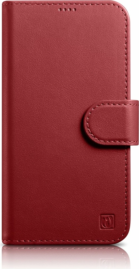 Mbështjellës iCarer Wallet Case 2in1 për iPhone 14 Pro Max, lëkurë, Anti-RFID, e kuqe