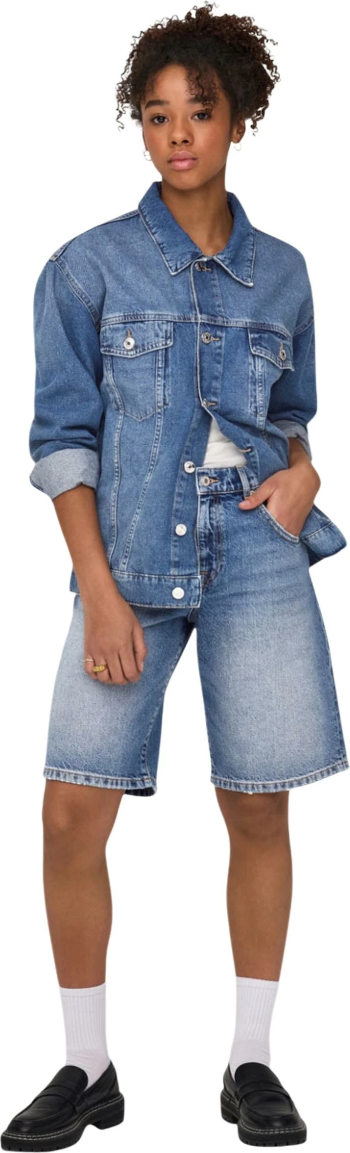 Shorce për femra Only Onlmate Reg Baggy Long Shorts Dnm Noos 15340976, denim [Madhësia: M]