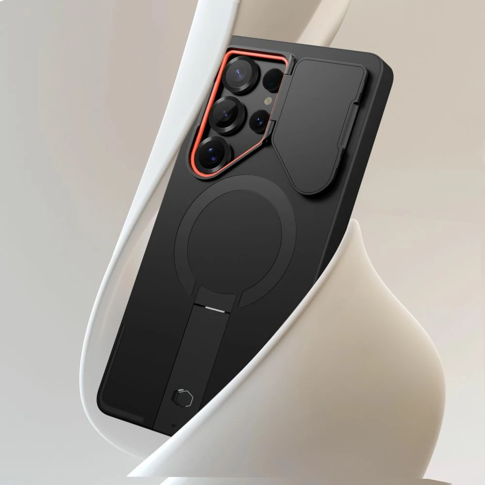 Mbështjellës Tech-Protect Kevlar Aura MagSafe për Samsung Galaxy S25 Ultra, Zi/Portokalli