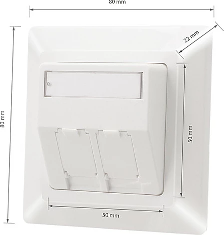 Pllakë muri Keystone LogiLink UP/50, 2 module, e bardhë