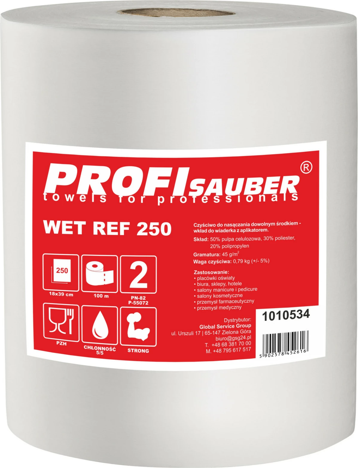 Lecka profesionale Profi Sauber WET REF 250, rrotull, 100m, e bardhë