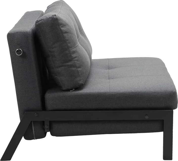 Fotelje-shtrat Fancy, ngjyrë antracit, këmbë metalike të zeza, 95x98x70cm