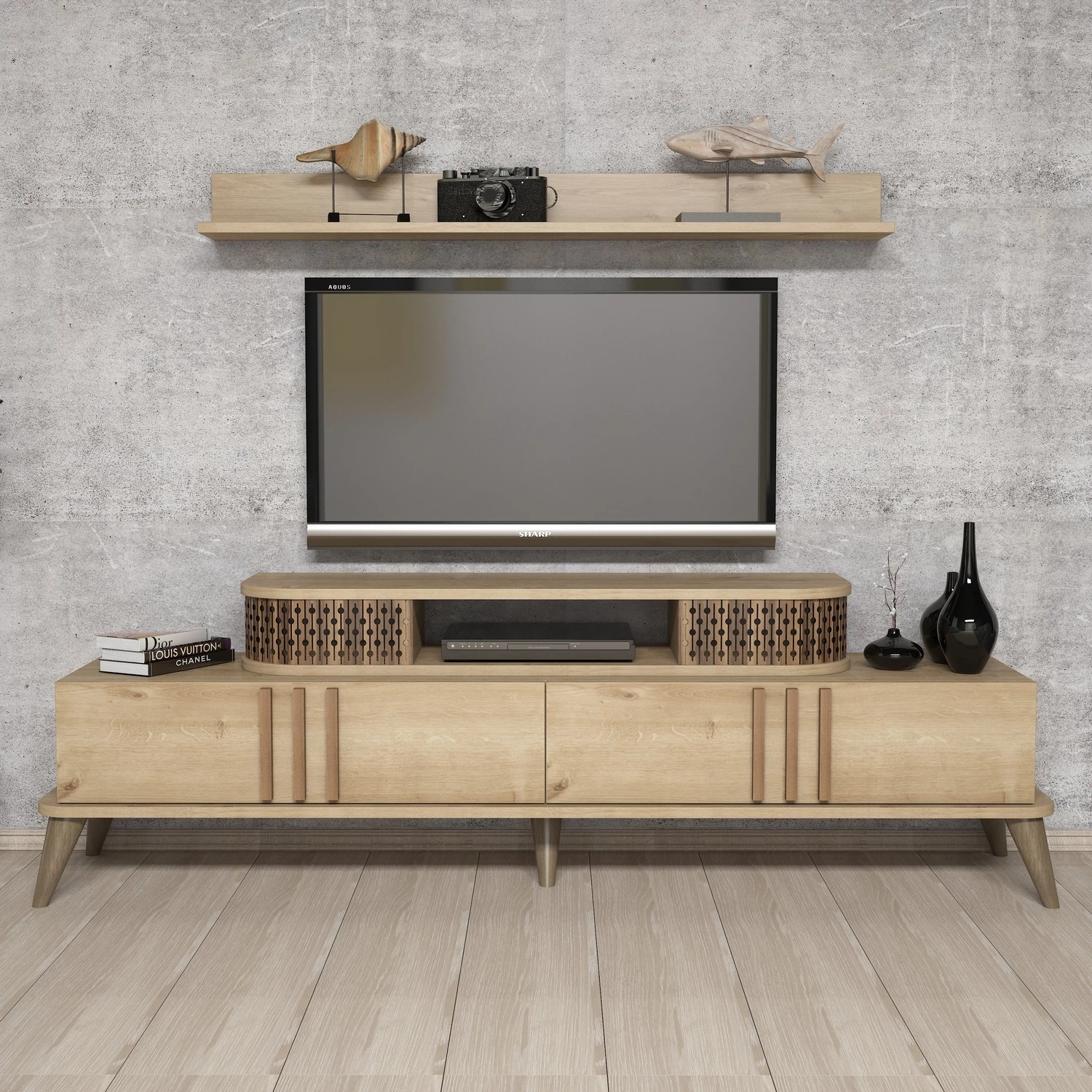 Komodë TV Hanah Home, Eylül, ngjyrë lisi